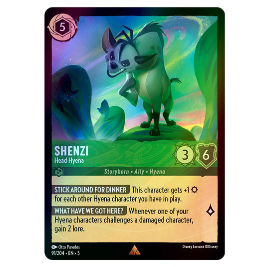 Shenzi - Head Hyena 91/204 foil card from the Lorcana set Shimmering Skies