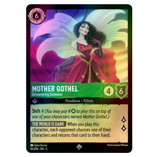 Mother Gothel - Unwavering Schemer 92/204 foil card from the Lorcana set Shimmering Skies