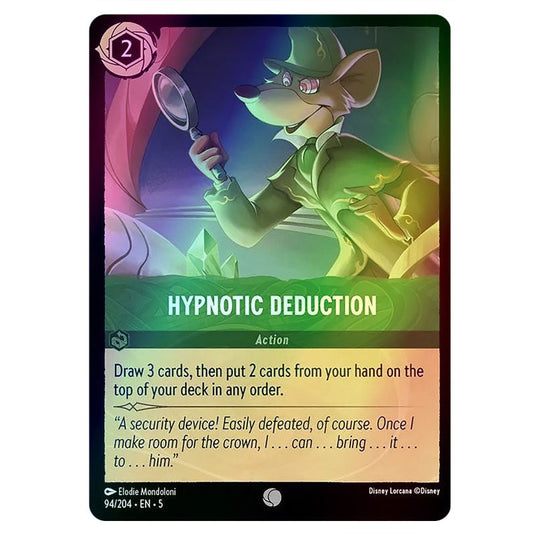 Hypnotic Deduction 94/204 foil card from the Lorcana set Shimmering Skies