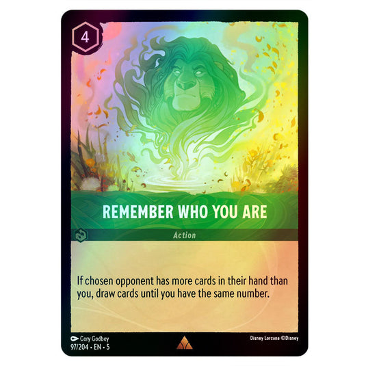 Remember Who You Are 97/204 foil card from the Lorcana set Shimmering Skies