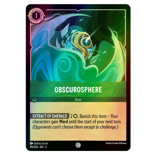 Obscurosphere 99/204 foil card from the Lorcana set Shimmering Skies