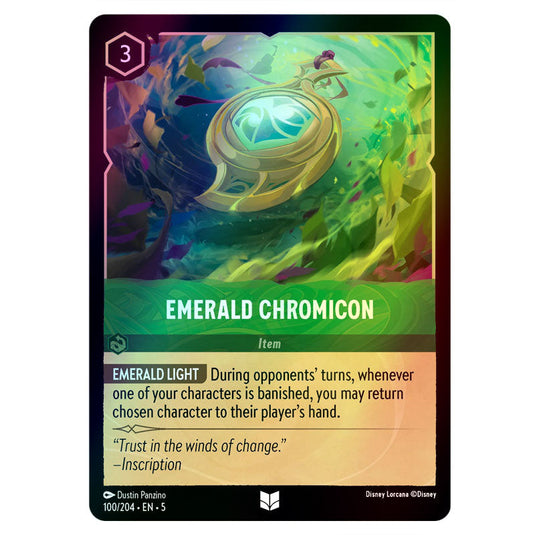 Emerald Chromicon 100/204 foil card from the Lorcana set Shimmering Skies