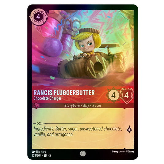 Rancis Fluggerbutter - Chocolate Charger 108/204 foil card from the Lorcana set Shimmering Skies