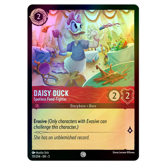 Daisy Duck - Spotless Food-Fighter 111/204 foil card from the Lorcana set Shimmering Skies