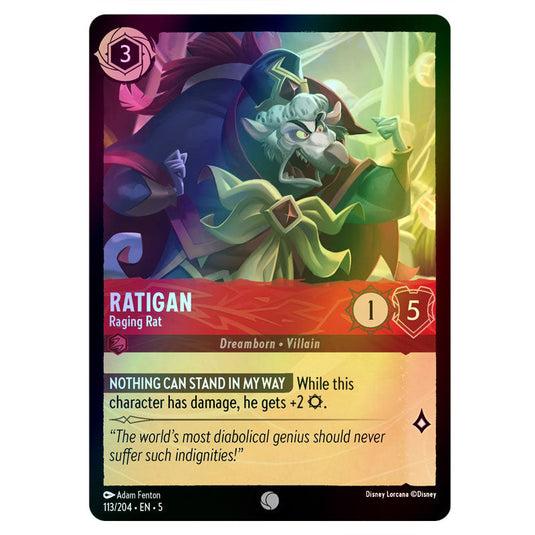 Ratigan - Raging Rat 113/204 foil card from the Lorcana set Shimmering Skies