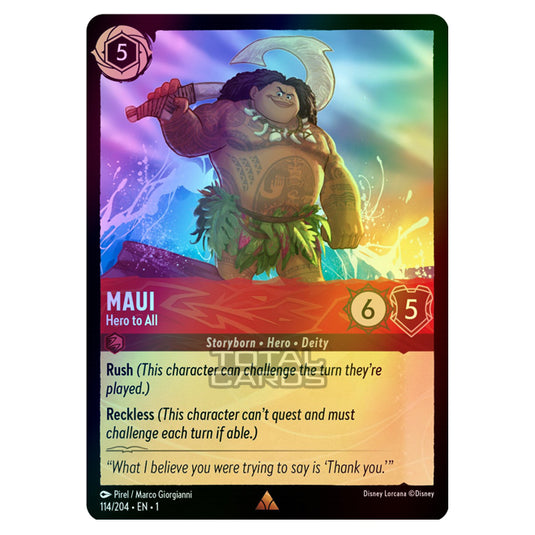 Lorcana - The First Chapter - Maui - Hero to All (Rare) - 114/204 (Foil)