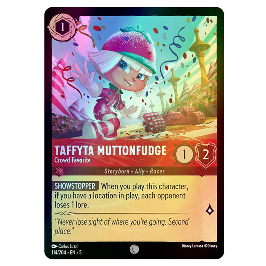 Taffyta Muttonfudge - Crowd Favorite 114/204 foil card from the Lorcana set Shimmering Skies