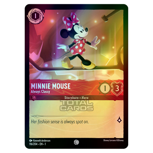 minnie mouse lorcana card A new rarity has entered the realm of Lorcana: Iconic Mickey Brave Little Prince Mouse Sweetheart Princess These two carousel-riding Glimmers aren't just adorable they're Iconic Common Number Minnie Mouse - Ghost Hunter