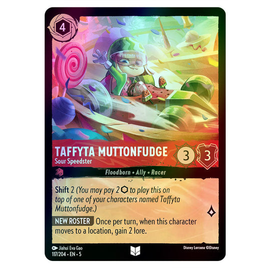 Taffyta Muttonfudge - Sour Speedster 117/204 foil card from the Lorcana set Shimmering Skies