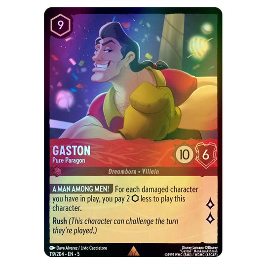 Gaston - Pure Paragon 119/204 foil card from the Lorcana set Shimmering Skies