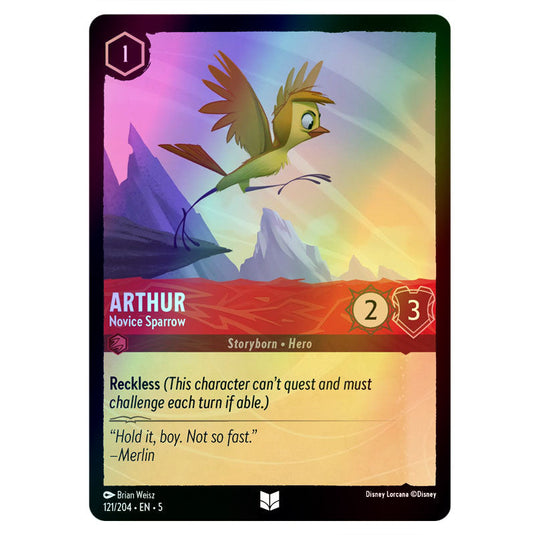 Arthur - Novice Sparrow 121/204 foil card from the Lorcana set Shimmering Skies