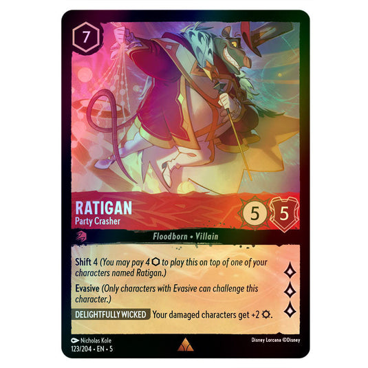 Ratigan - Party Crasher 123/204 foil card from the Lorcana set Shimmering Skies