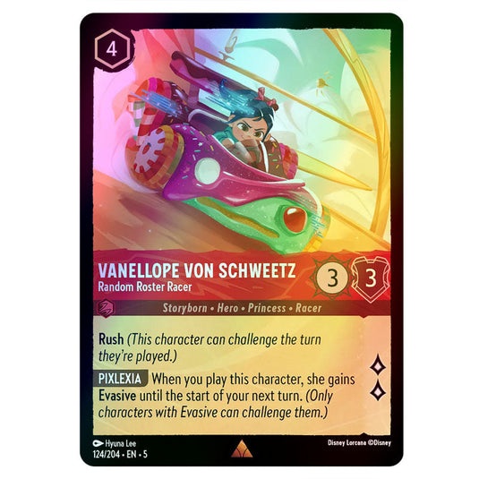 Vanellope von Schweetz - Random Roster Racer 124/204 foil card from the Lorcana set Shimmering Skies