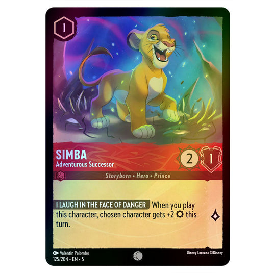 Simba - Adventurous Successor 125/204 foil card from the Lorcana set Shimmering Skies