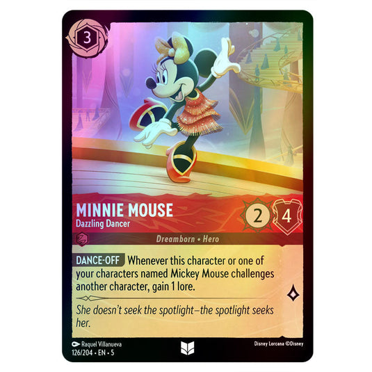 Minnie Mouse - Dazzling Dancer 126/204 foil card from the Lorcana set Shimmering Skies