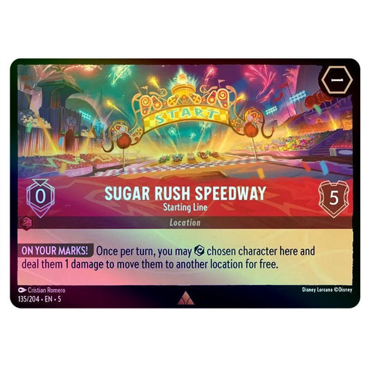 Sugar Rush Speedway - Starting Line 135/204 foil card from the Lorcana set Shimmering Skies