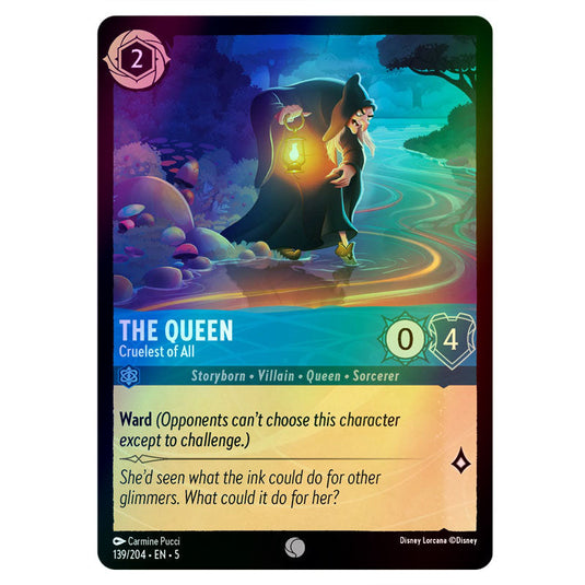 The Queen - Cruelest of All 139/204 foil card from the Lorcana set Shimmering Skies