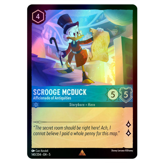 Scrooge McDuck - Afficionado of Antiquities 140/204 foil card from the Lorcana set Shimmering Skies