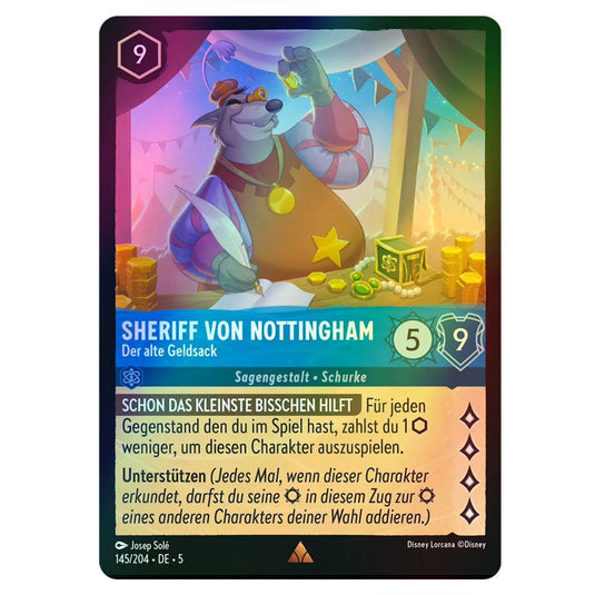 Sheriff Of Nottingham - Bushel Britches 145/204 foil card from the Lorcana set Shimmering Skies