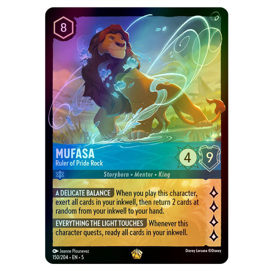 Mufasa - Ruler of Pride Rock 150/204 foil card from the Lorcana set Shimmering Skies