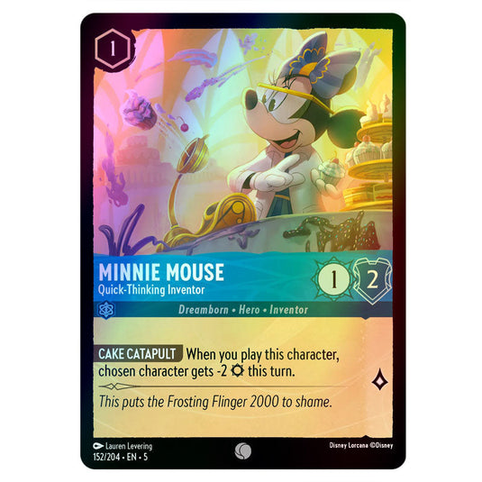 Minnie Mouse - Quick-Thinking Inventor 152/204 foil card from the Lorcana set Shimmering Skies