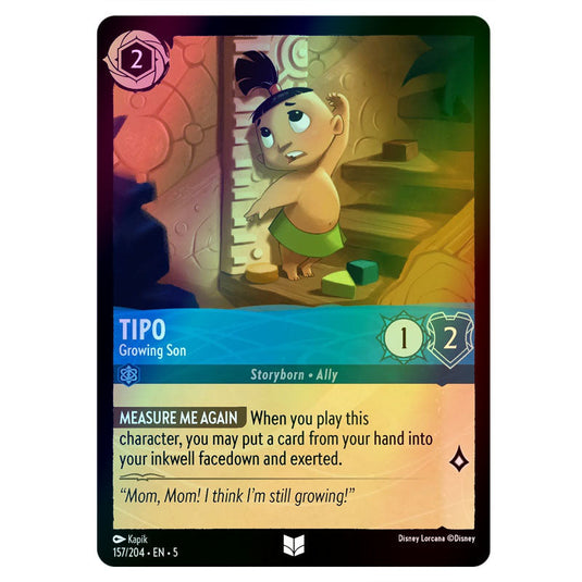 Tipo - Growing Son 157/204 foil card from the Lorcana set Shimmering Skies