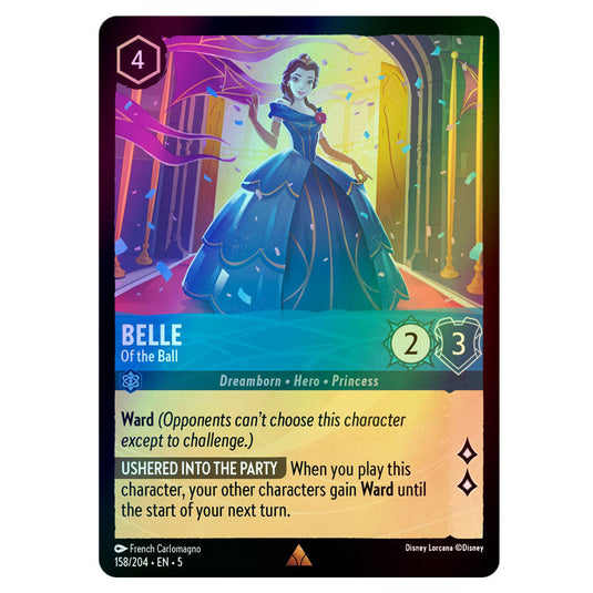 Belle - Of the Ball 158/204 foil card from the Lorcana set Shimmering Skies