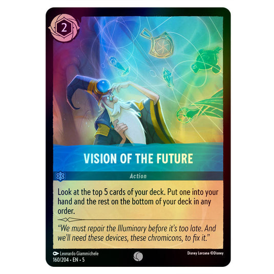 Vision of the Future 160/204 foil card from the Lorcana set Shimmering Skies