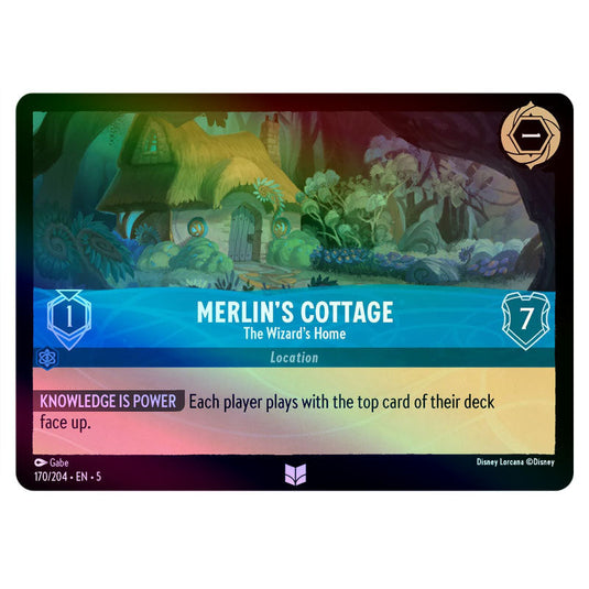 Merlin's Cottage - The Wizard's Home 170/204 foil card from the Lorcana set Shimmering Skies