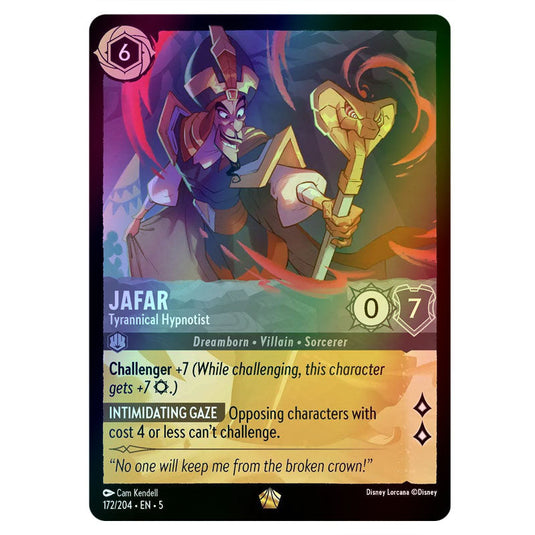 Jafar - Tyrannical Hypnotist 172/204 foil card from the Lorcana set Shimmering Skies