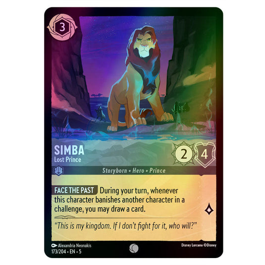 Simba - Lost Prince 173/204 foil card from the Lorcana set Shimmering Skies