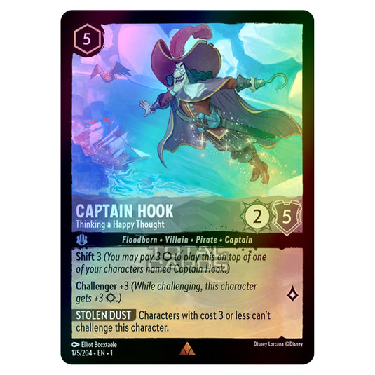 Lorcana - The First Chapter - Captain Hook - Thinking A Happy Thought (Rare) - 175/204 (Foil)