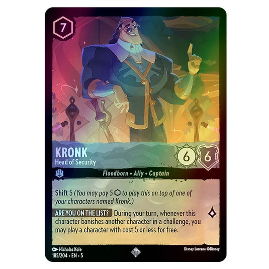 Kronk - Head of Security 185/204 foil card from the Lorcana set Shimmering Skies