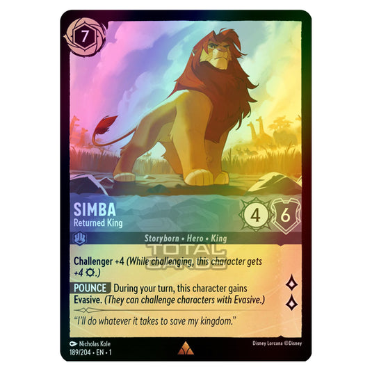 Lorcana - The First Chapter - Simba - Returned King (Rare) - 189/204 (Foil) Lorcana - The First Chapter - Simba - Returned King (Rare) - 189/204 (Foil)