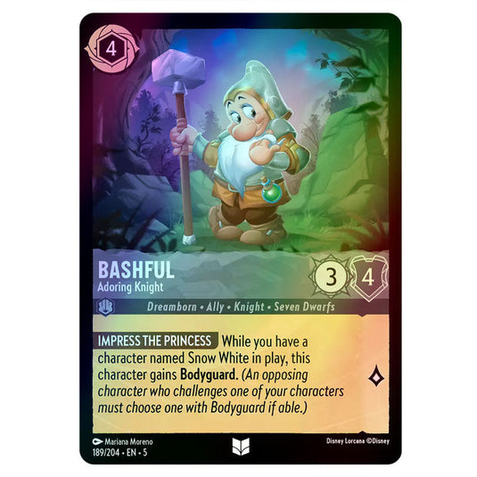 Bashful - Adoring Knight 189/204 foil card from the Lorcana set Shimmering Skies