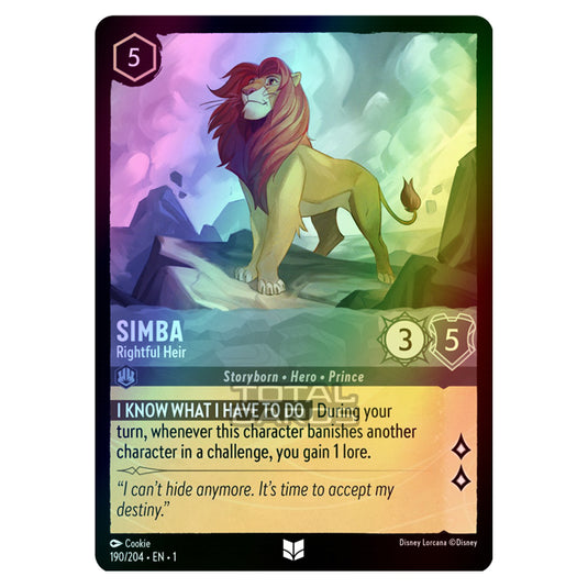 Lorcana - The First Chapter - Simba - Rightful Heir (Uncommon) - 190/204 (Foil)