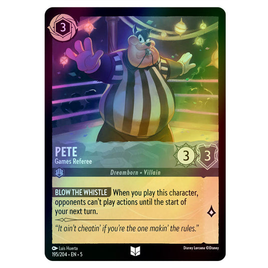 Pete - Game Referee 195/204 foil card from the Lorcana set Shimmering Skies