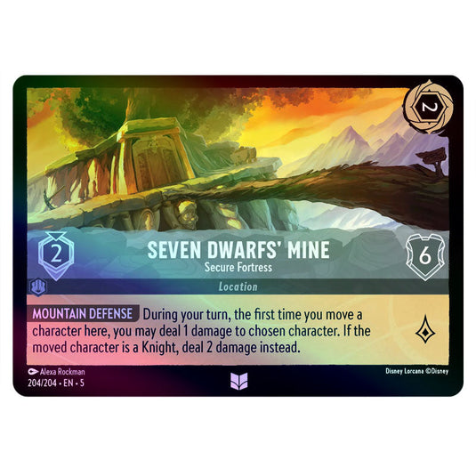 Seven Dwarfs' Mine - Secure Fortress 204/204 foil card from the Lorcana set Shimmering Skies