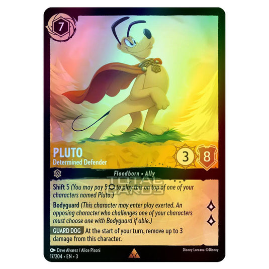 pluto lorcana card - Determined Defender - Into The Inklands 17/204 Bodyguard (This character may enter play exerted 003-017 Pluto - Determined Defender