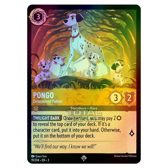 Lorcana - Into the Inklands - Pongo - Determined Father (Super Rare) - 019/204 (Foil)