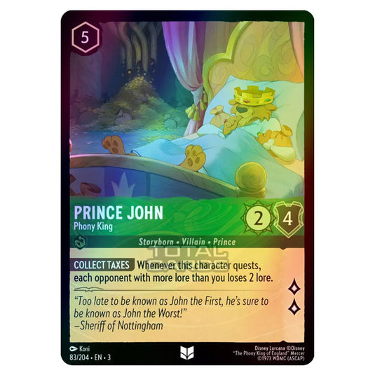 Lorcana - Into the Inklands - Prince John - Phony King (Uncommon) - 08 Lorcana - Into the Inklands - Prince John - Phony King (Uncommon) - 08
