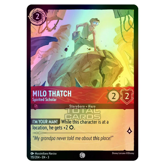 Lorcana - Into the Inklands - Milo Thatch - Spirited Scholar (Common) - 115/204 (Foil)