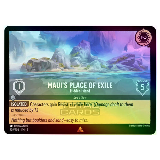 Lorcana - Into the Inklands - Maui's Place of Exile - Hidden Island (Rare) - 202/204 (Foil)