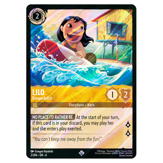 Lilo - Escape Artist 2/204 card from the Lorcana set Azurite Sea