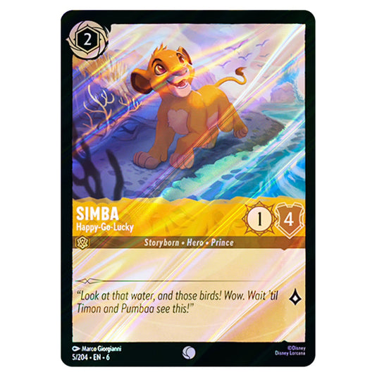 Simba - Happy-Go-Lucky 5/204 card from the Lorcana set Azurite Sea