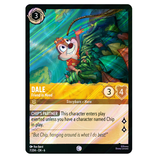 Lorcana - Azurite Sea - Dale - Friend in Need (Common) - 7/204 (Foil) Lorcana - Azurite Sea - Dale - Friend in Need (Common) - 7/204 (Foil)