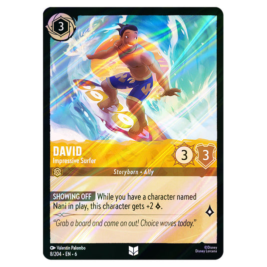 David - Impressive Surfer 8/204 card from the Lorcana set Azurite Sea