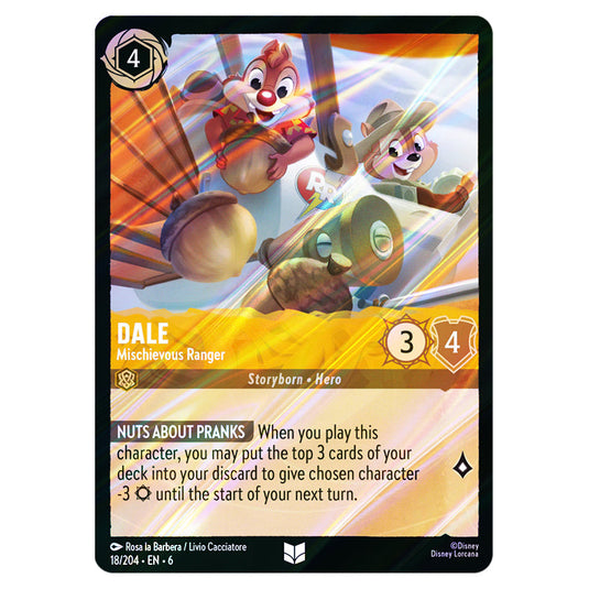 Dale - Mischievous Ranger 18/204 card from the Lorcana set Azurite Sea