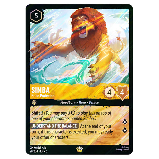 Simba - Pride Protector 20/204 card from the Lorcana set Azurite Sea