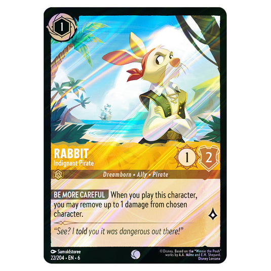 Rabbit - Indignant Pirate 22/204 card from the Lorcana set Azurite Sea
